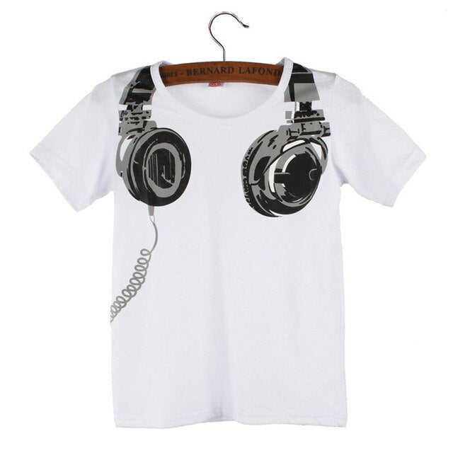 Summer Casual Headphone Short Sleeve T Shirt